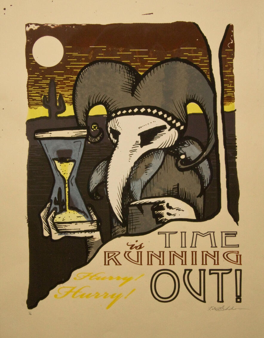 Time is Running Out!, 2011, screenprint