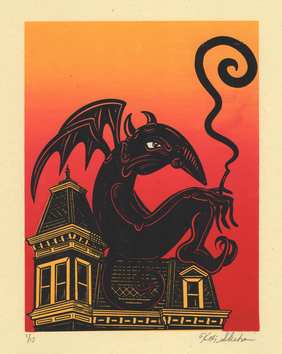 Smoke Break Demon, 2020, screenprint