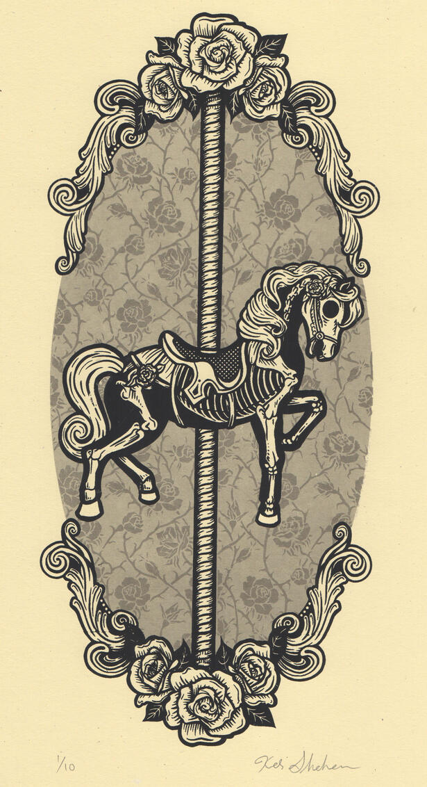 Haunted Carousel Horse, 2020, screenprint