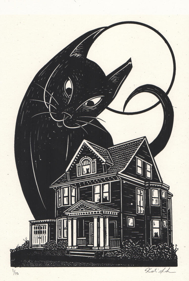 Ward Hill Cat House, 2020, screenprint
