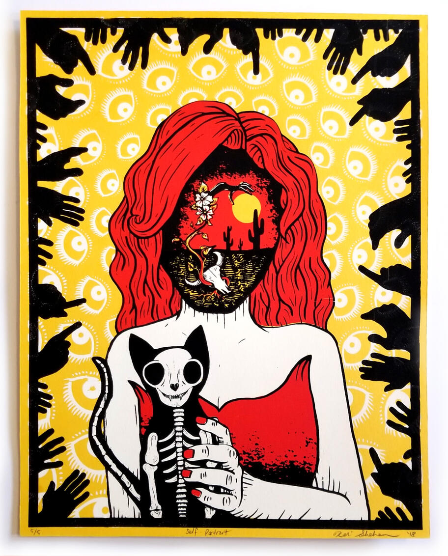 Self-Portrait: Desert Face, 2018, screenprint