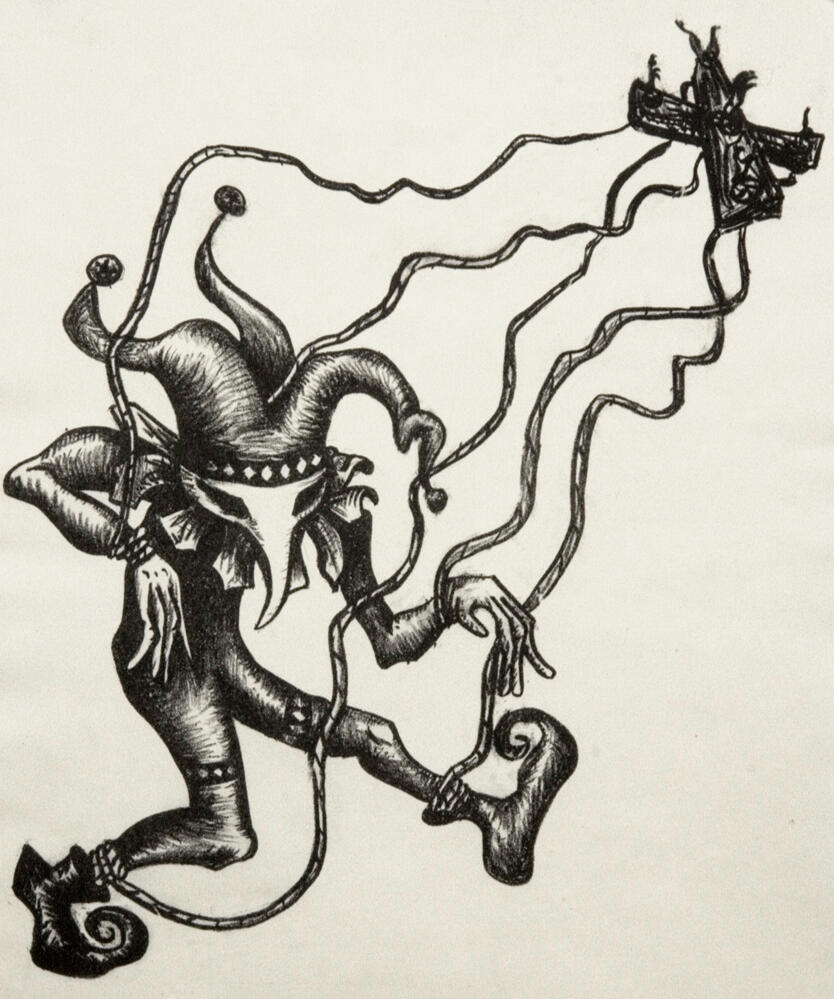 The Jester, 2011, stone lithograph