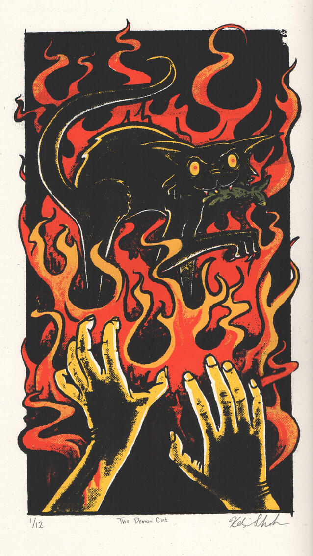 Demon Cat, 2020, screenprint