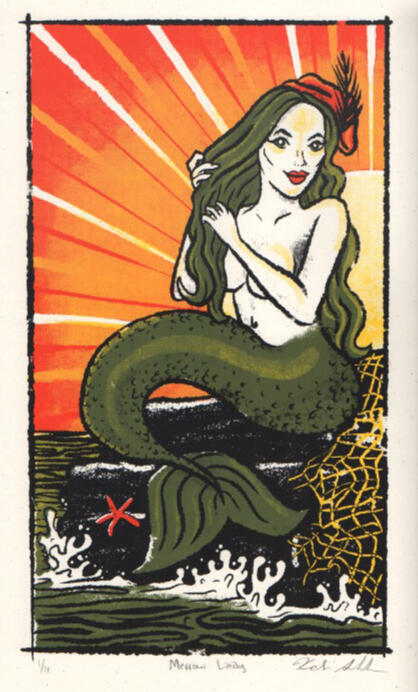 Merrow Lady, 2020, screenprint