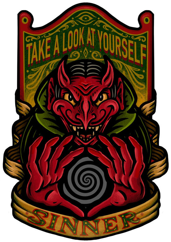 "Sinner" design used for apparel