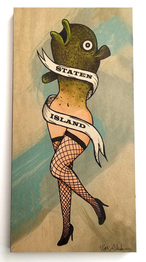 "Staten Island Mermaid" wood plaque