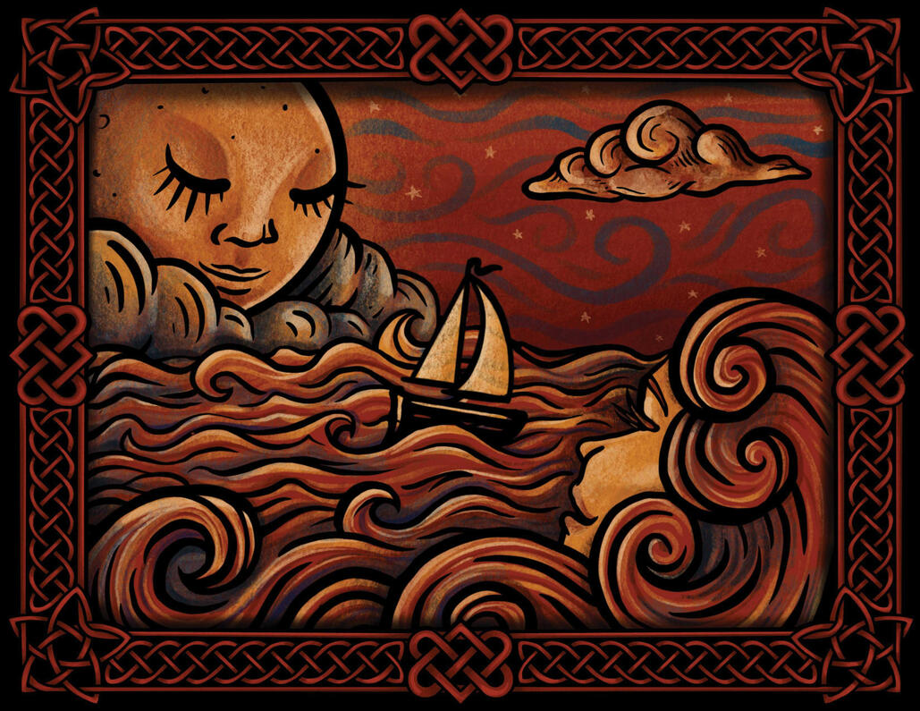 Illustration for the song "Ginger Sea 'Neath the Celtic Moon"