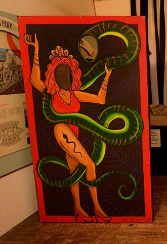 Face-in-Hole, acrylic on board