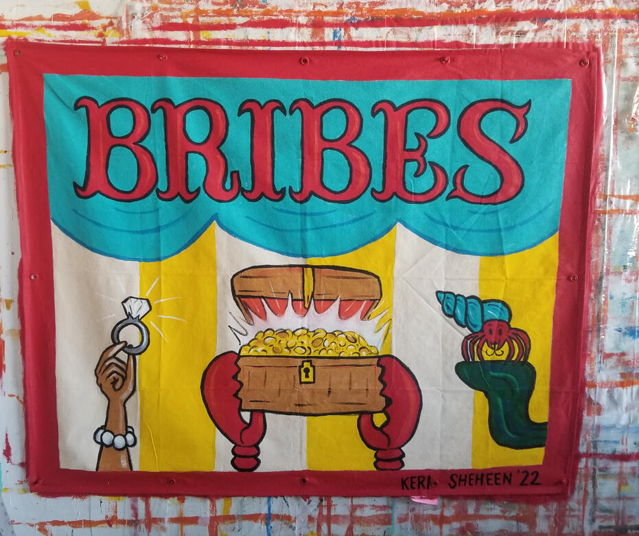 2022, Judge's stand Bribe banner